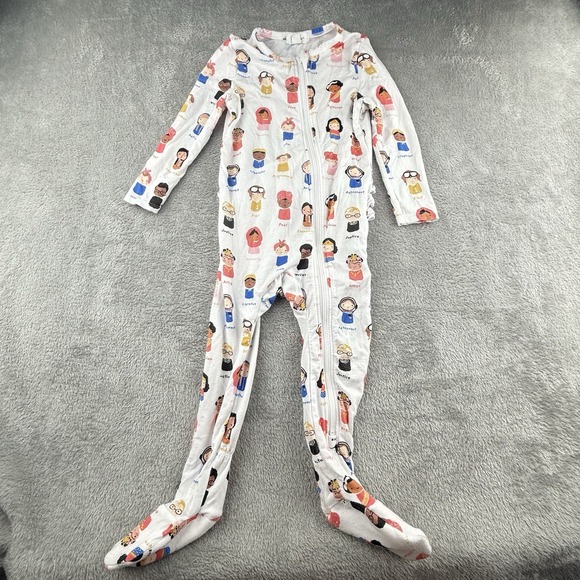 Angel Dear Bamboo Girl Power‎ Pajamas 12-18 Months Ruffle Bottom Advocate Soft - Picture 1 of 9